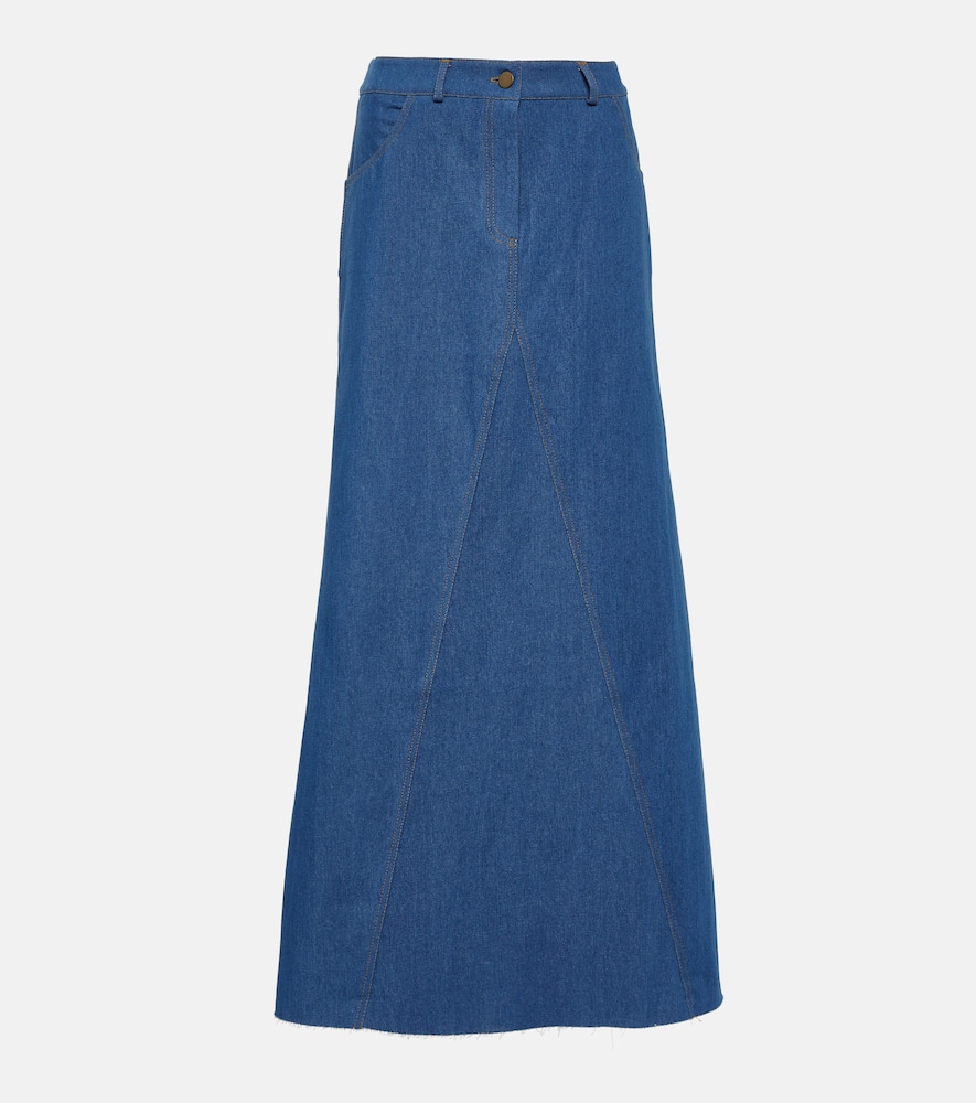 Aya Muse Pilla Low-rise Denim Maxi Skirt In Blue