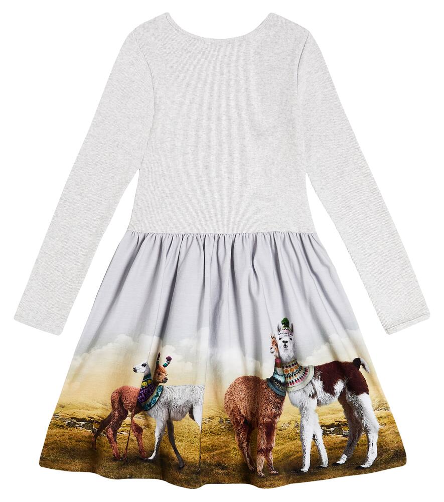 Molo Credence Printed Cotton-blend Jersey Dress In Grey