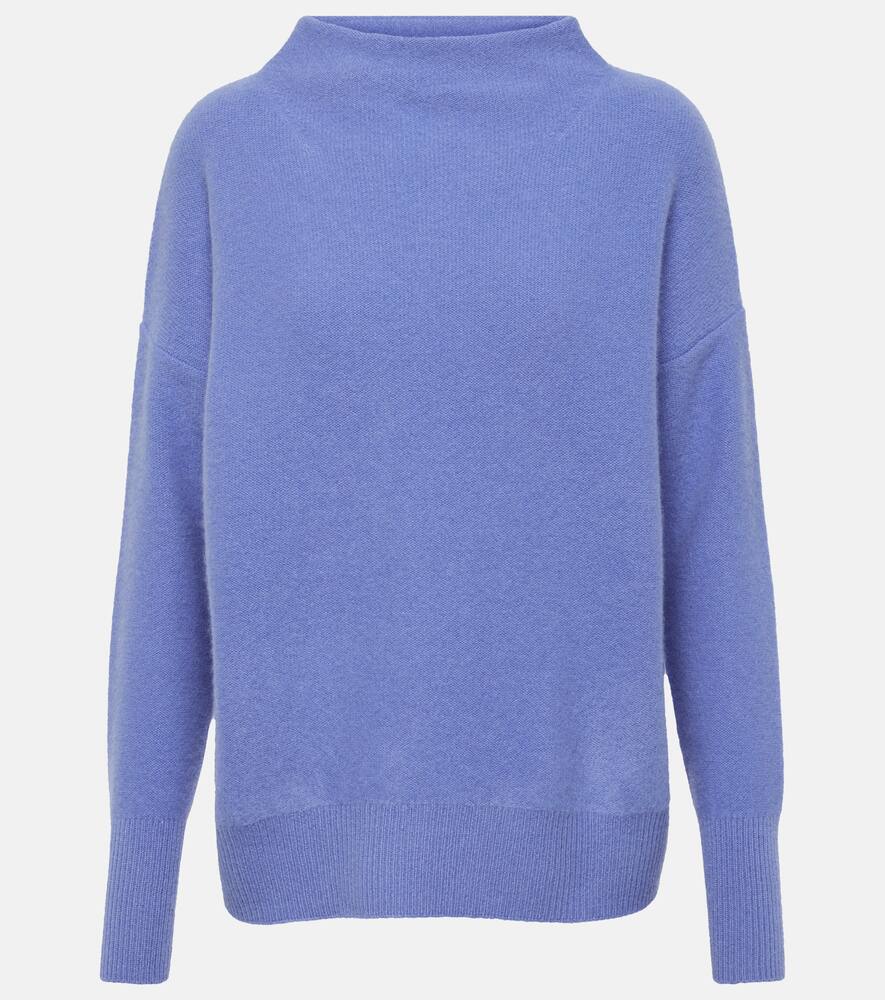 Vince Plush Cashmere Funnel Neck Sweater In Blue