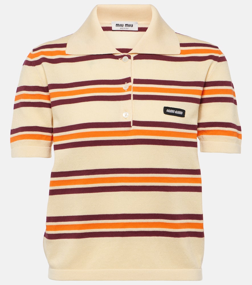 Striped cotton and silk polo shirt