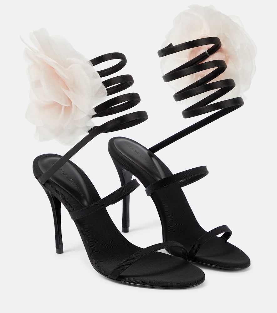 Magda Butrym Floral-appliqué satin sandals