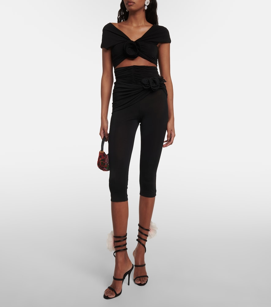 Magda Butrym Floral-appliqué satin sandals
