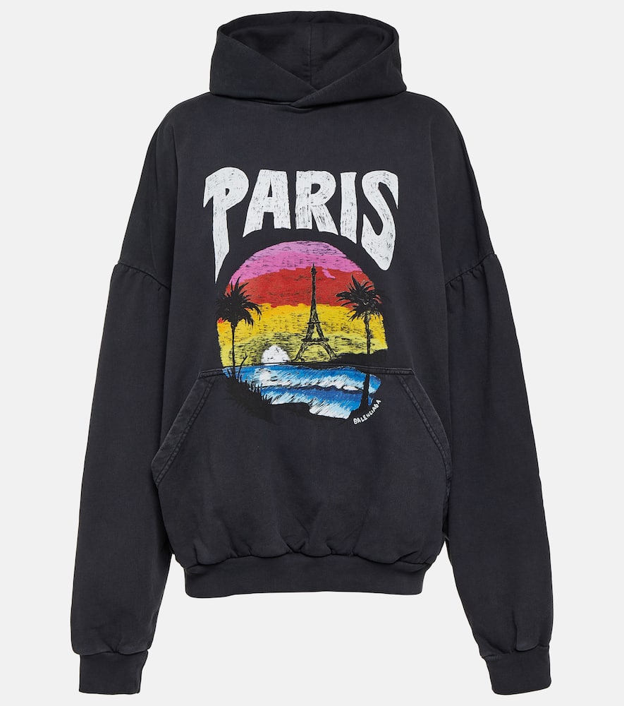 Printed oversized cotton hoodie