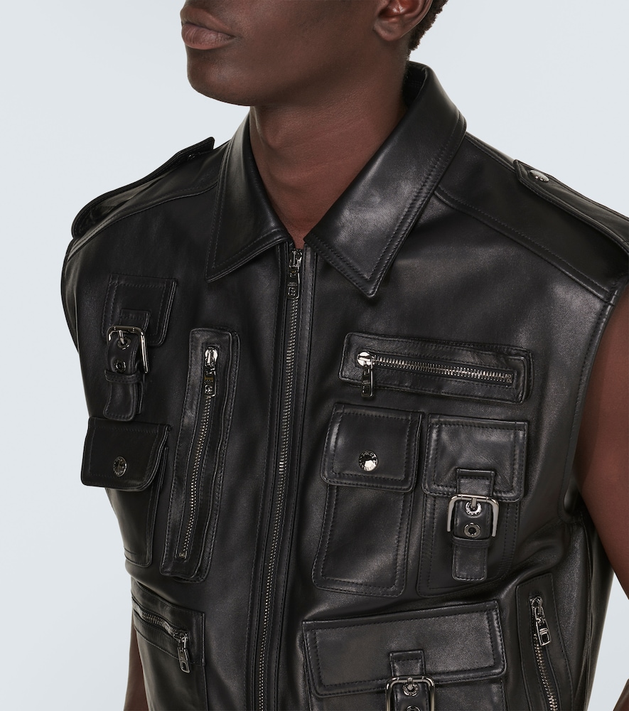  Dolce&gabbana Dolce&gabbana Pocket-detail Sleeveless Leather Jacket 