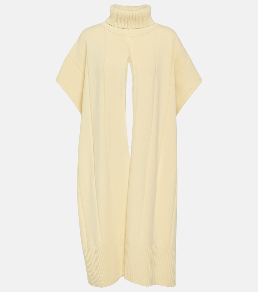 Joseph Roll-neck Wool Poncho In Yellow