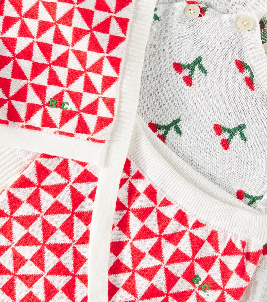 Bobo Choses Baby Cherry Cotton And Wool Onesie And Bib Set In Multicoloured
