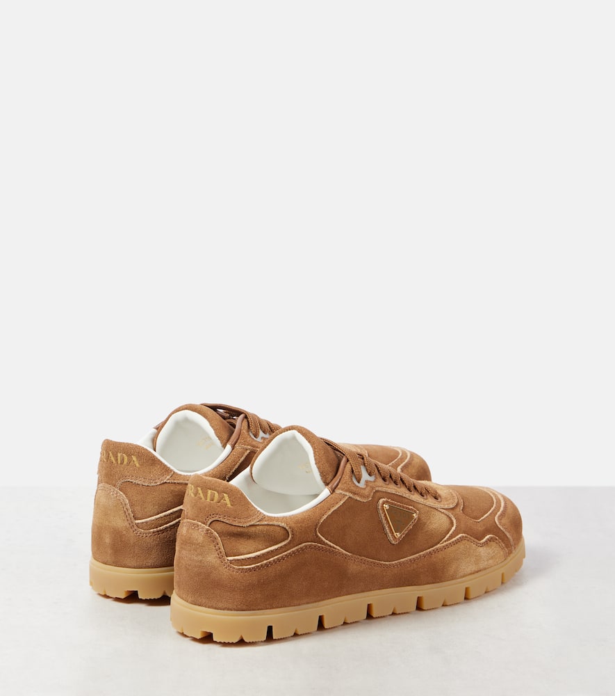 Prada Trail Suede Sneakers In Beige