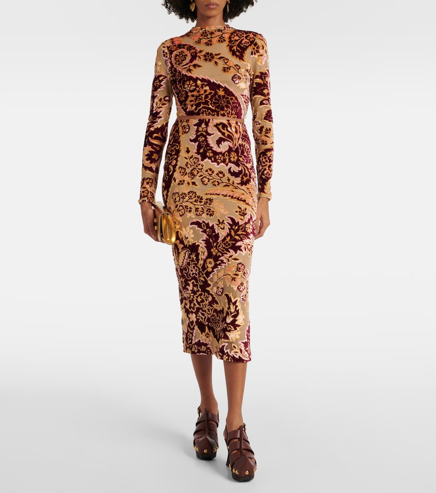 Etro Paisley tulle and velvet jacquard crop top