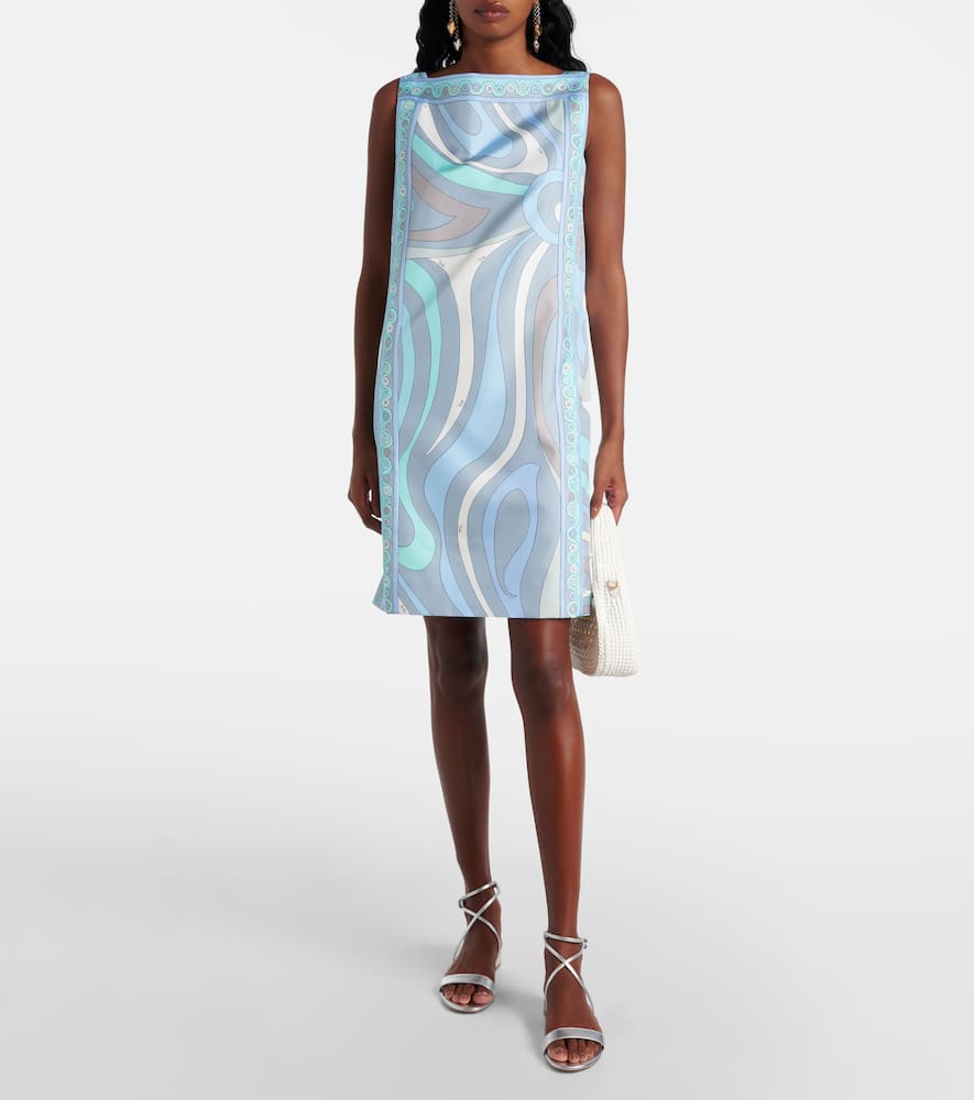 Pucci Marmo Silk Twill Minidress In Multicolor