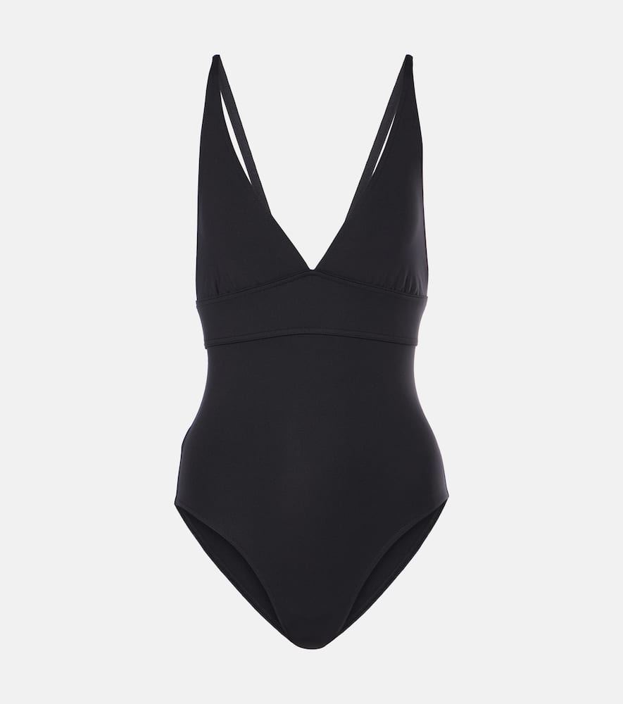 Eres Stretch Nylon Swimsuit Ruched Detailing In Black