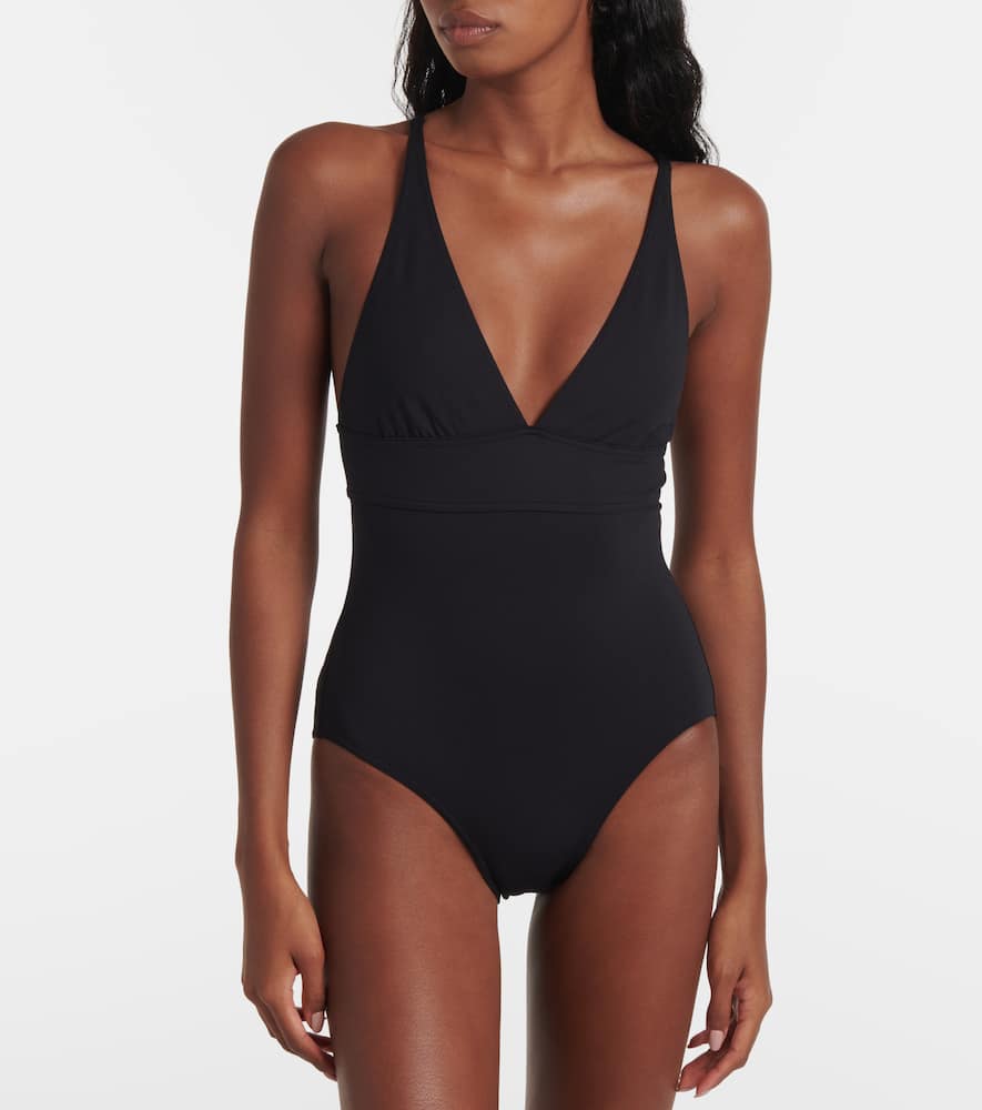Eres Stretch Nylon Swimsuit Ruched Detailing In Black