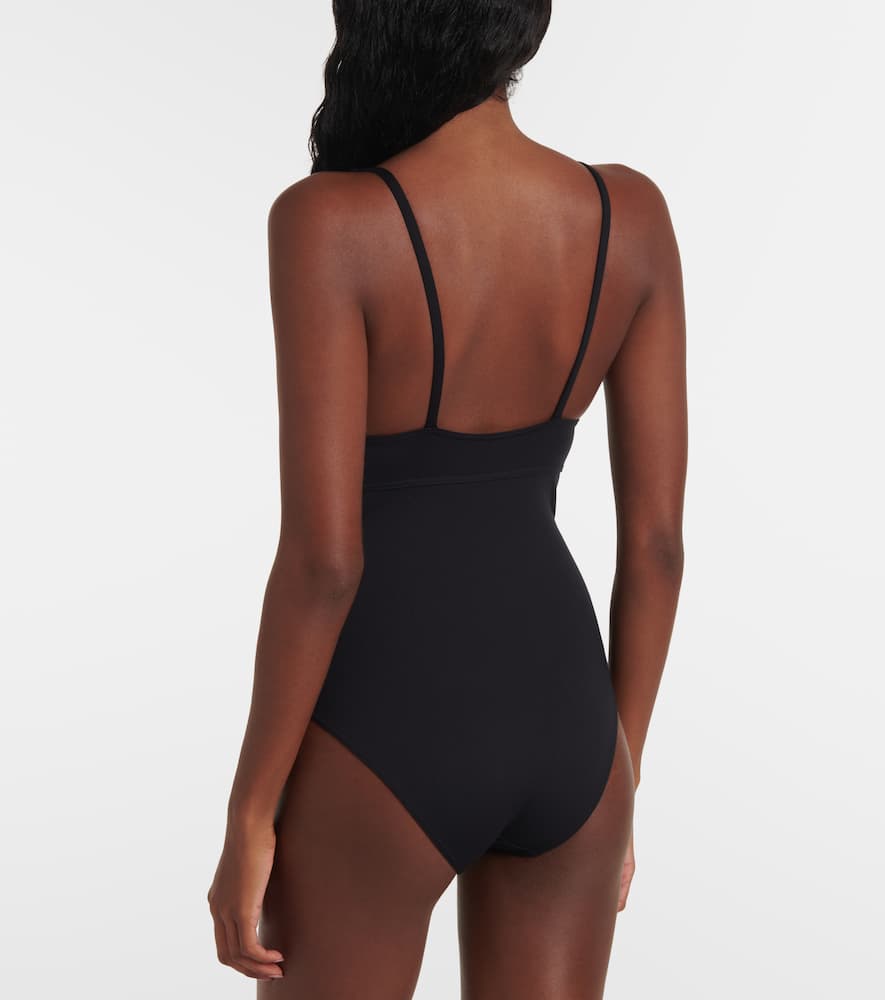 Eres Stretch Nylon Swimsuit Ruched Detailing In Black