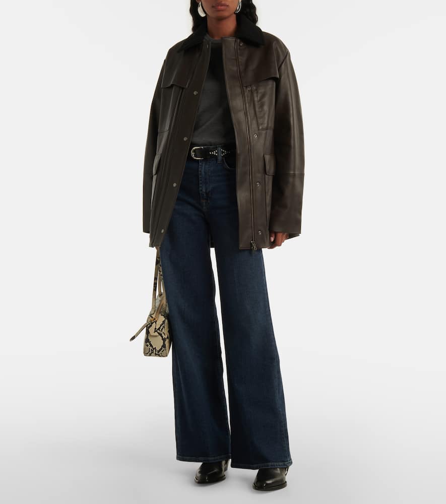 7 For All Mankind Womens Soho Dark Modern Dojo Flared-leg High-rise Denim-blend Jeans In Cisco