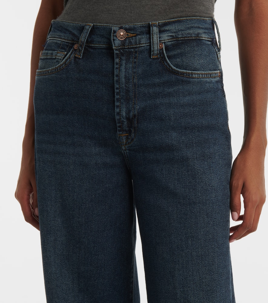 7 For All Mankind Womens Soho Dark Modern Dojo Flared-leg High-rise Denim-blend Jeans In Cisco