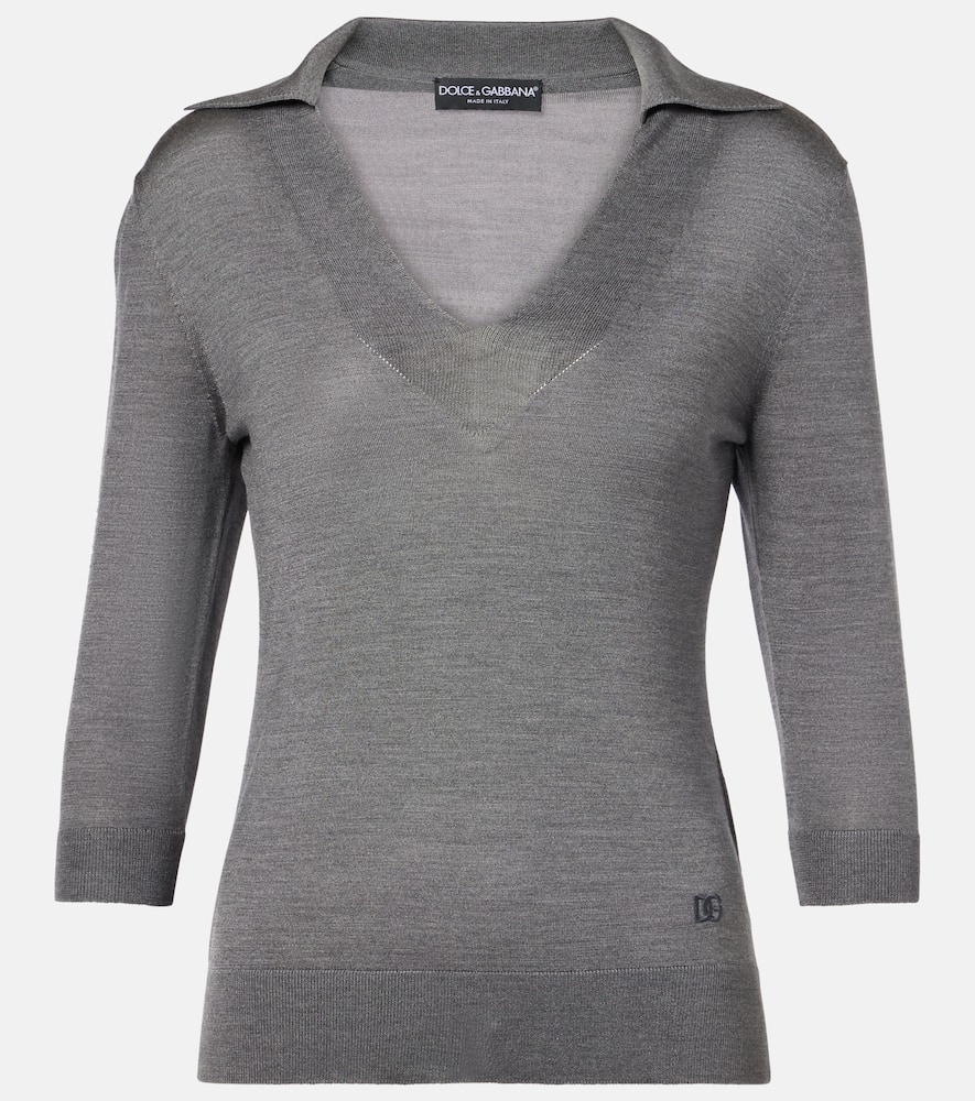 Silk polo sweater