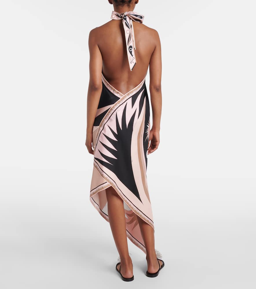 Pucci Stella Print Asymmetric Midi Silk Dress