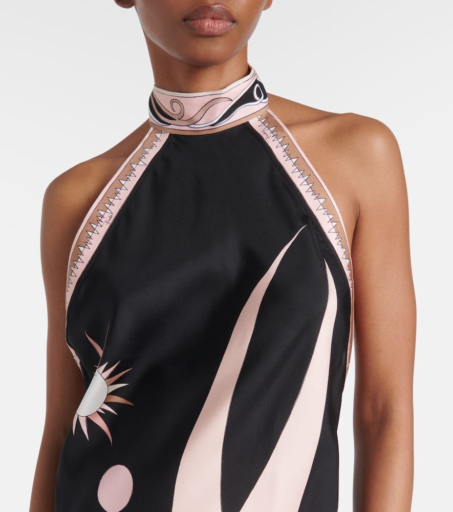 Pucci Stella Print Asymmetric Midi Silk Dress