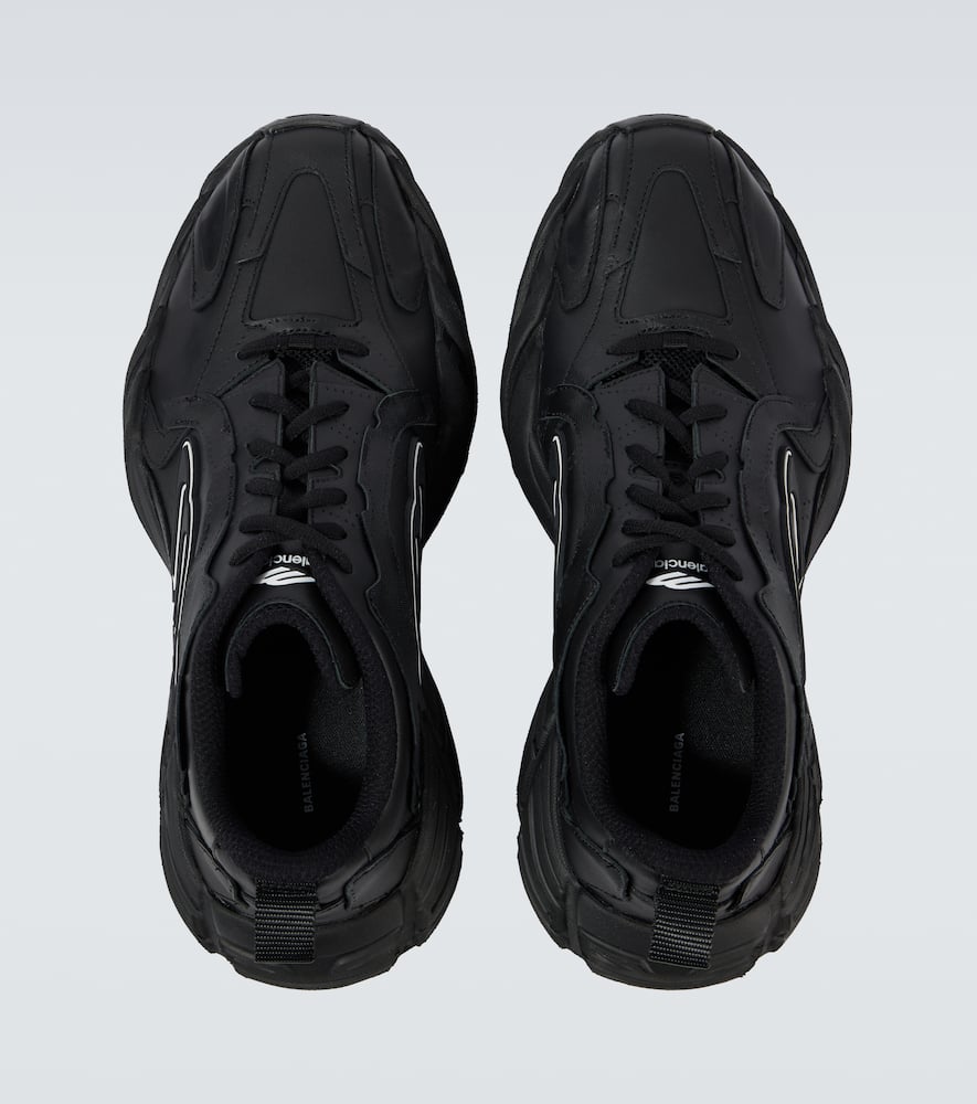 Shop Balenciaga Monday 3b Sports Icon Leather Sneakers In Black