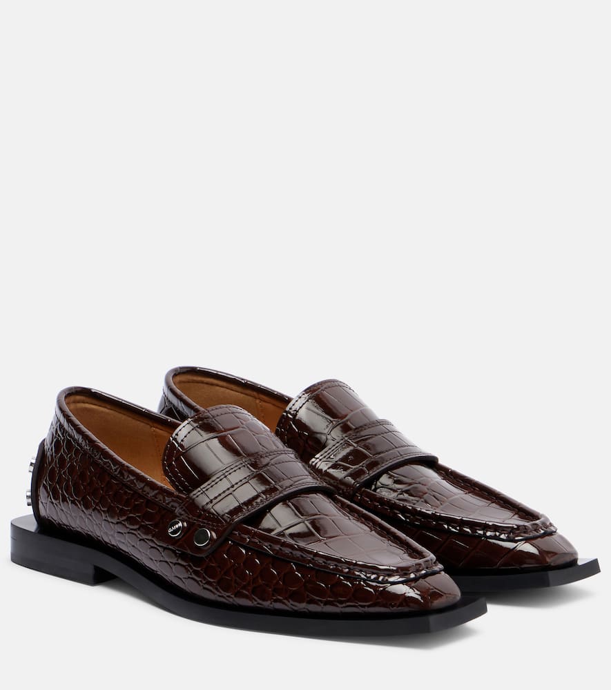 Studs faux leather loafers