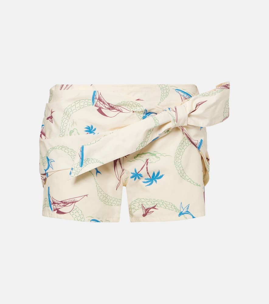 Layered printed cotton shorts