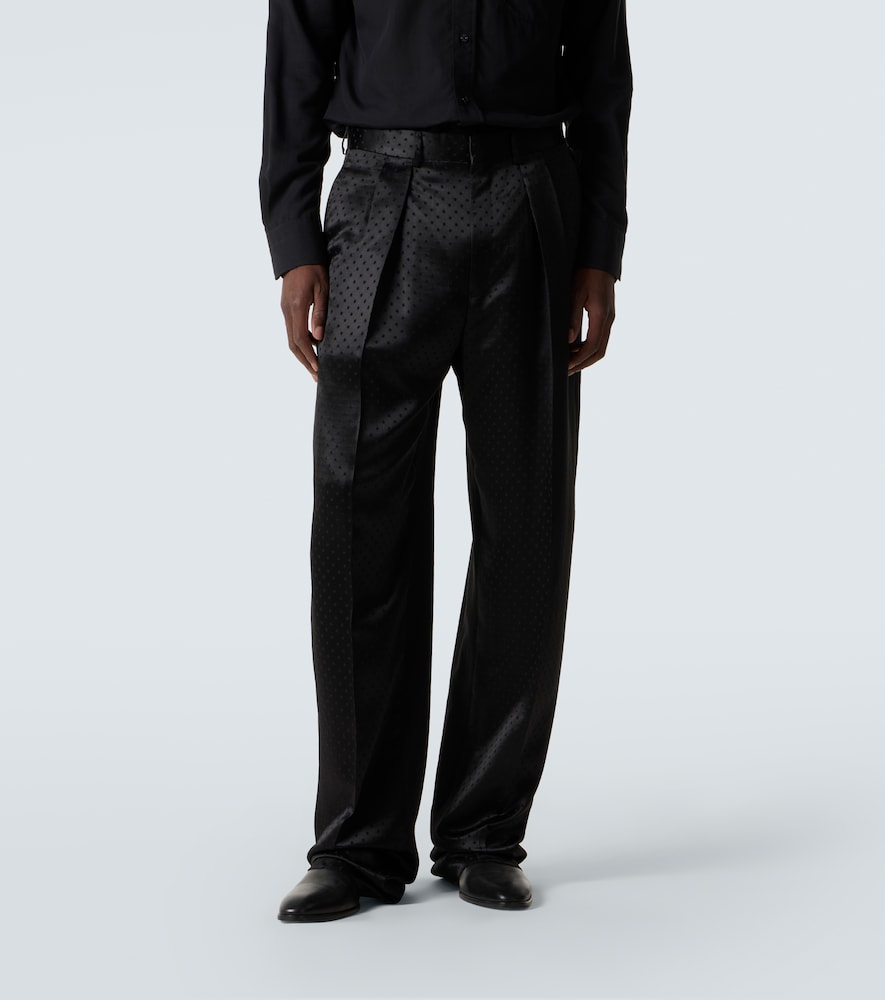 Polka-Dot Satin Suit Pants
