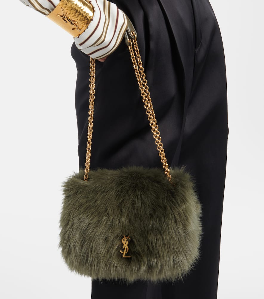 Saint Laurent Jamie 4.3 Mini Shearling Shoulder Bag In Green