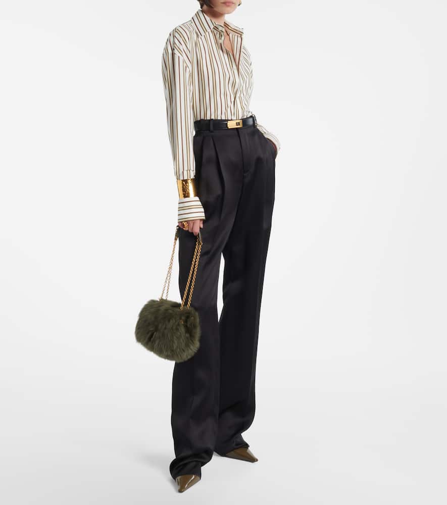 Saint Laurent Jamie 4.3 Mini Shearling Shoulder Bag In Green