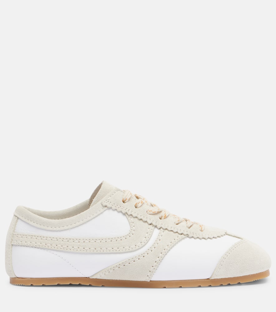 Dries Van Noten Suede-trimmed Leather Sneakers In White