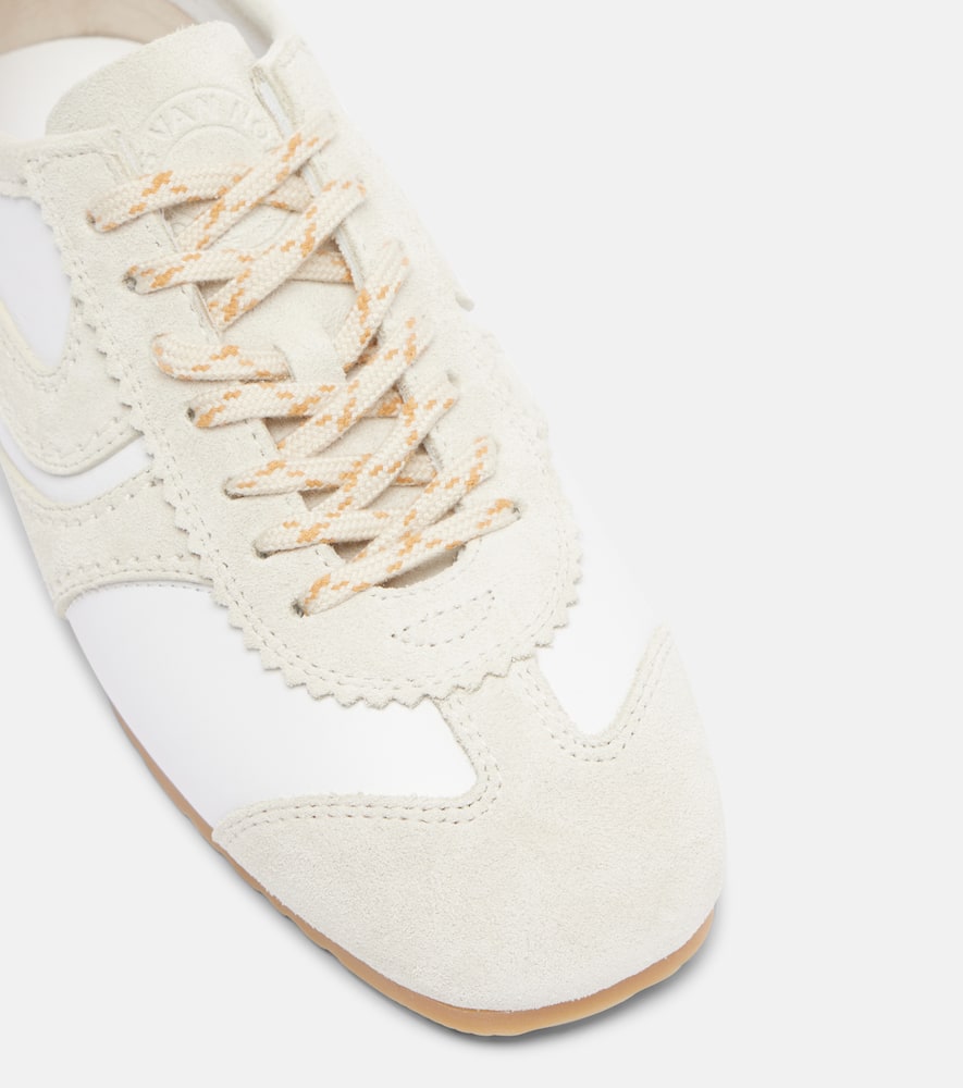 Dries Van Noten Suede-trimmed Leather Sneakers In White