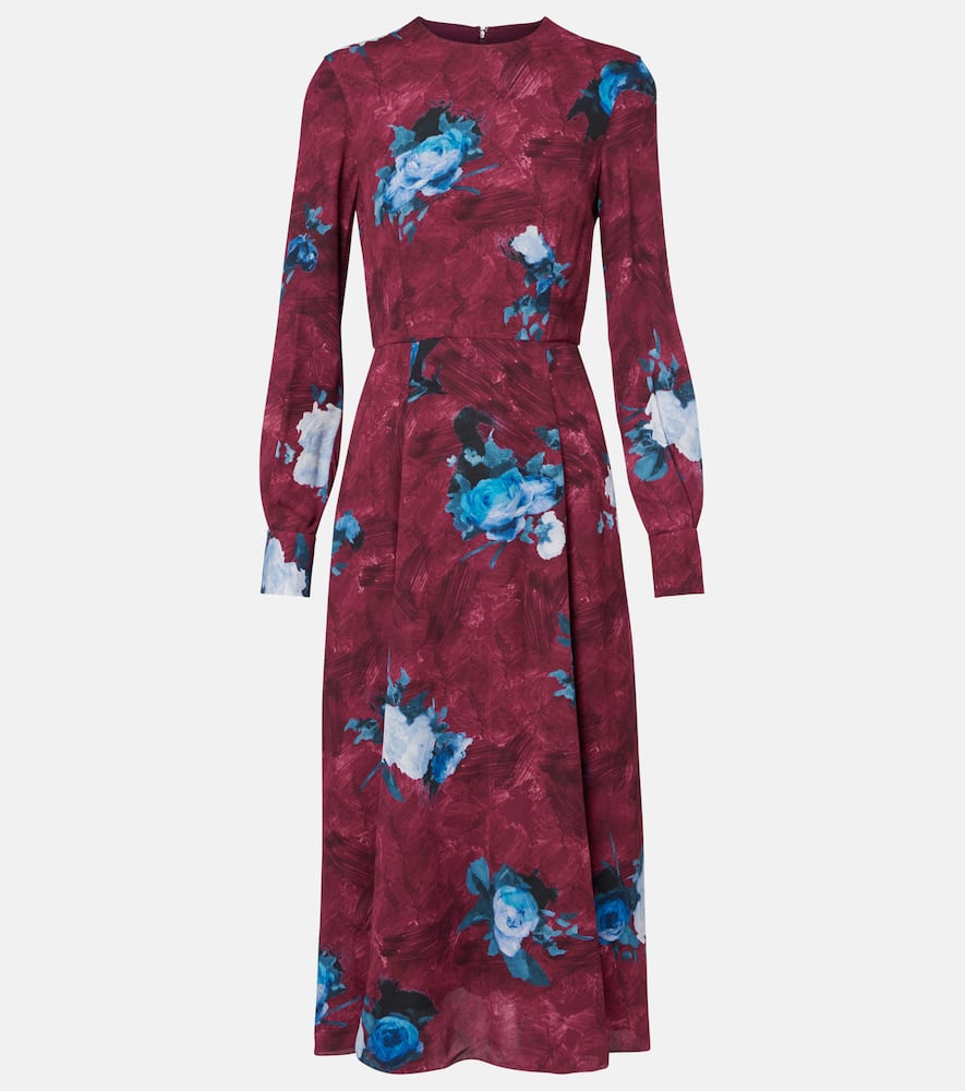 Erdem Floral Crêpe Midi Dress In Red
