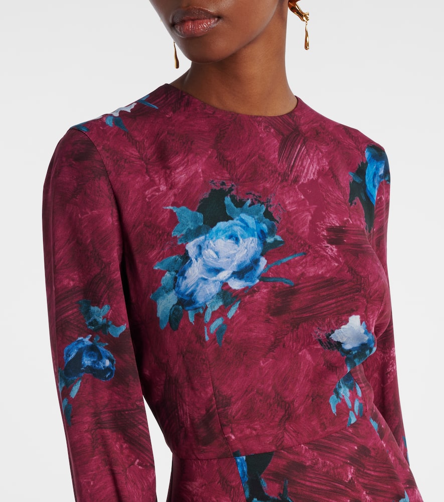 Erdem Floral Crêpe Midi Dress In Red