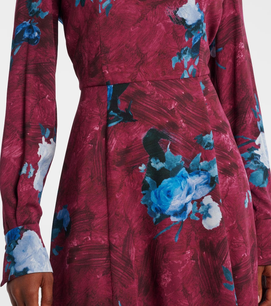 Erdem Floral Crêpe Midi Dress In Red