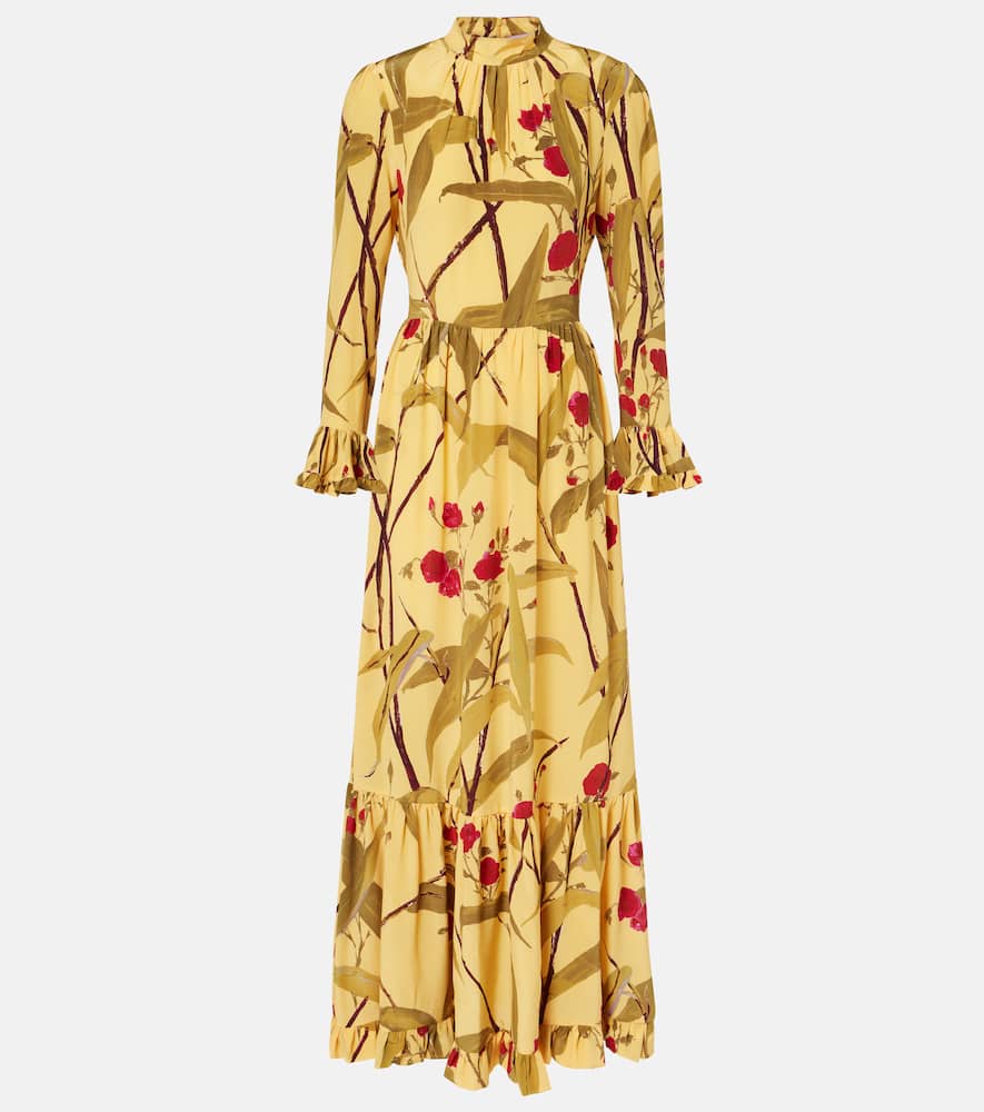 La Doublej Visconti Silk Crêpe De Chine Maxi Dress In Yellow