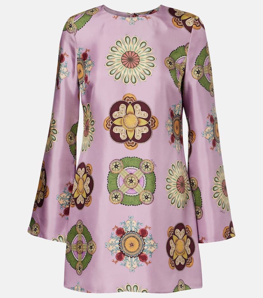 La Doublej Supremes Swing Silk Twill Minidress In Purple
