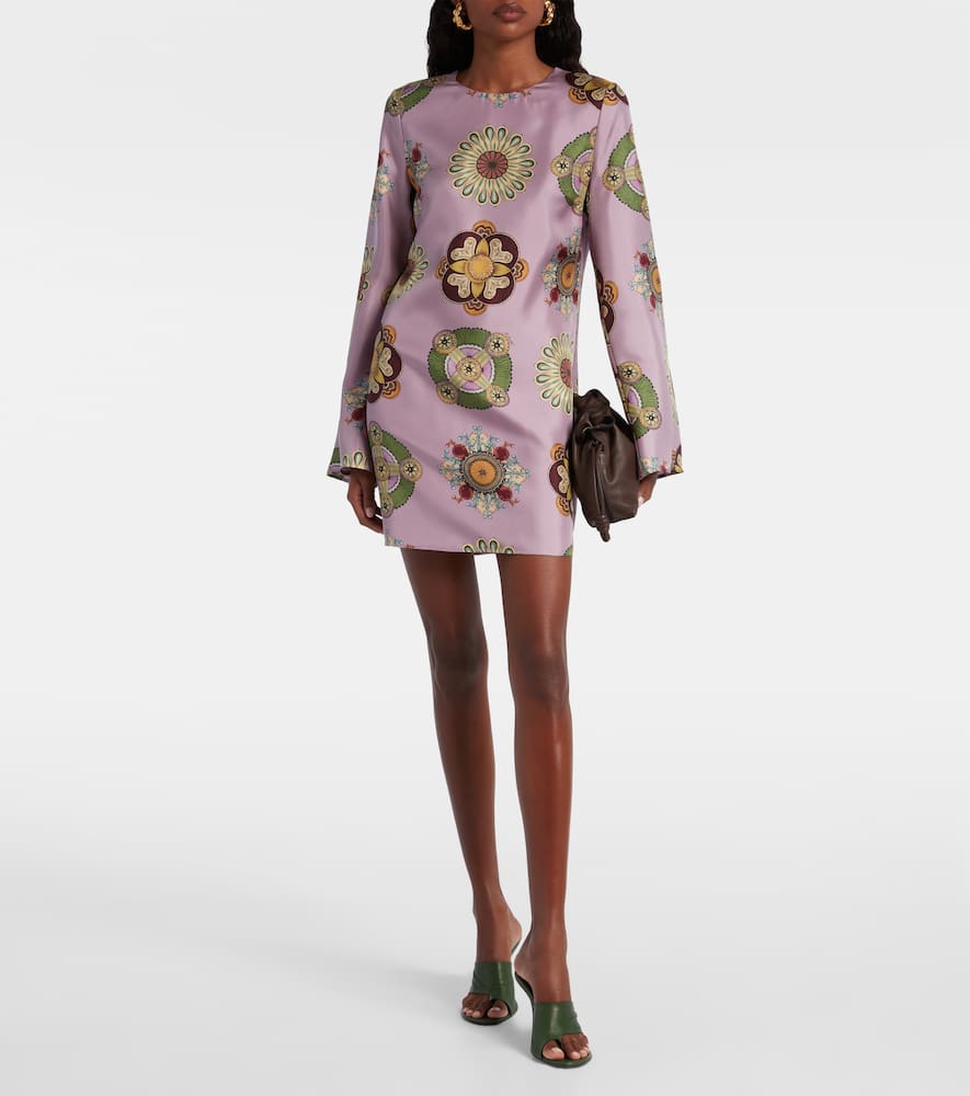 La Doublej Supremes Swing Silk Twill Minidress In Purple