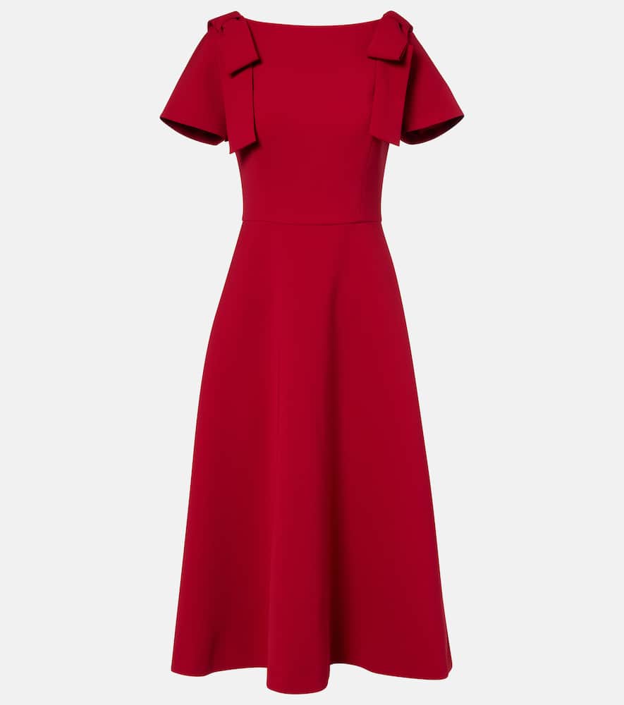 Carolina Herrera Bow-shoulder Short-sleeve A-line Dress In Red