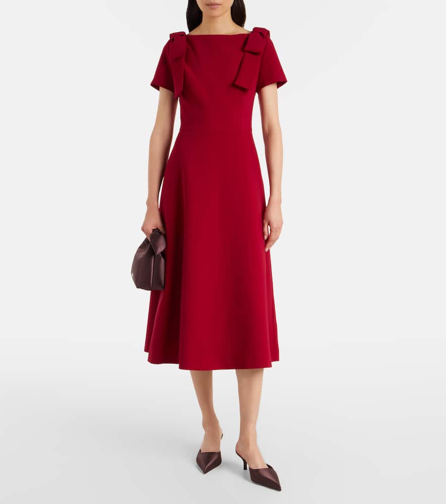Carolina Herrera Bow-shoulder Short-sleeve A-line Dress In Red