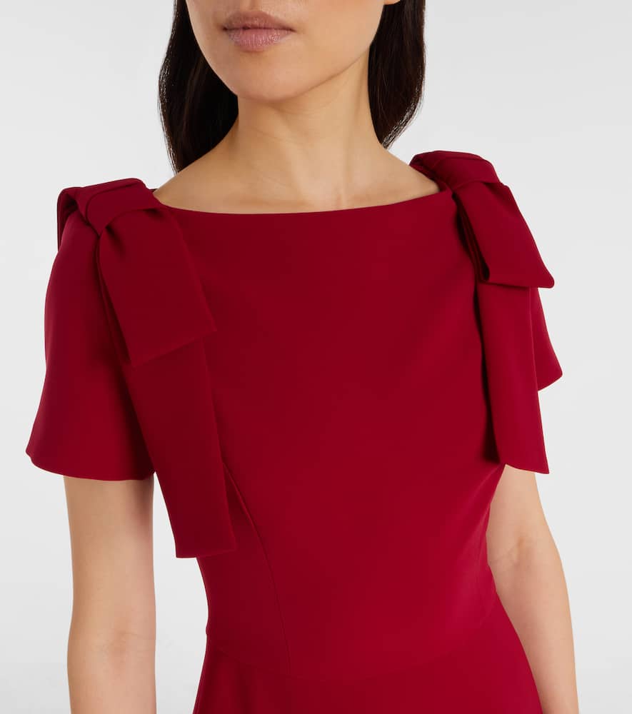 Carolina Herrera Bow-shoulder Short-sleeve A-line Dress In Red