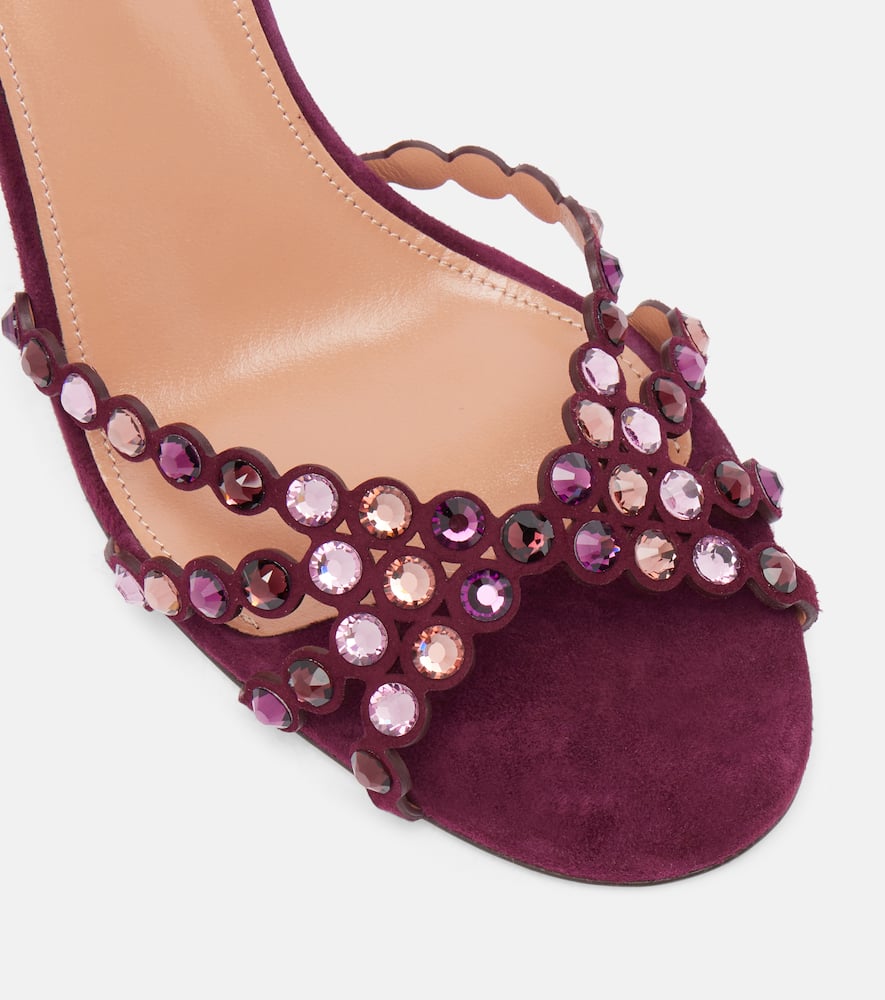 Aquazzura 90mm Embellished Scalloped-edges Heeled Sandals In Purple