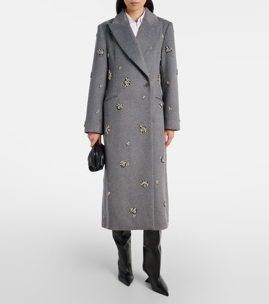 Simkhai Gianni Embellished Wool-blend Coat In Gray