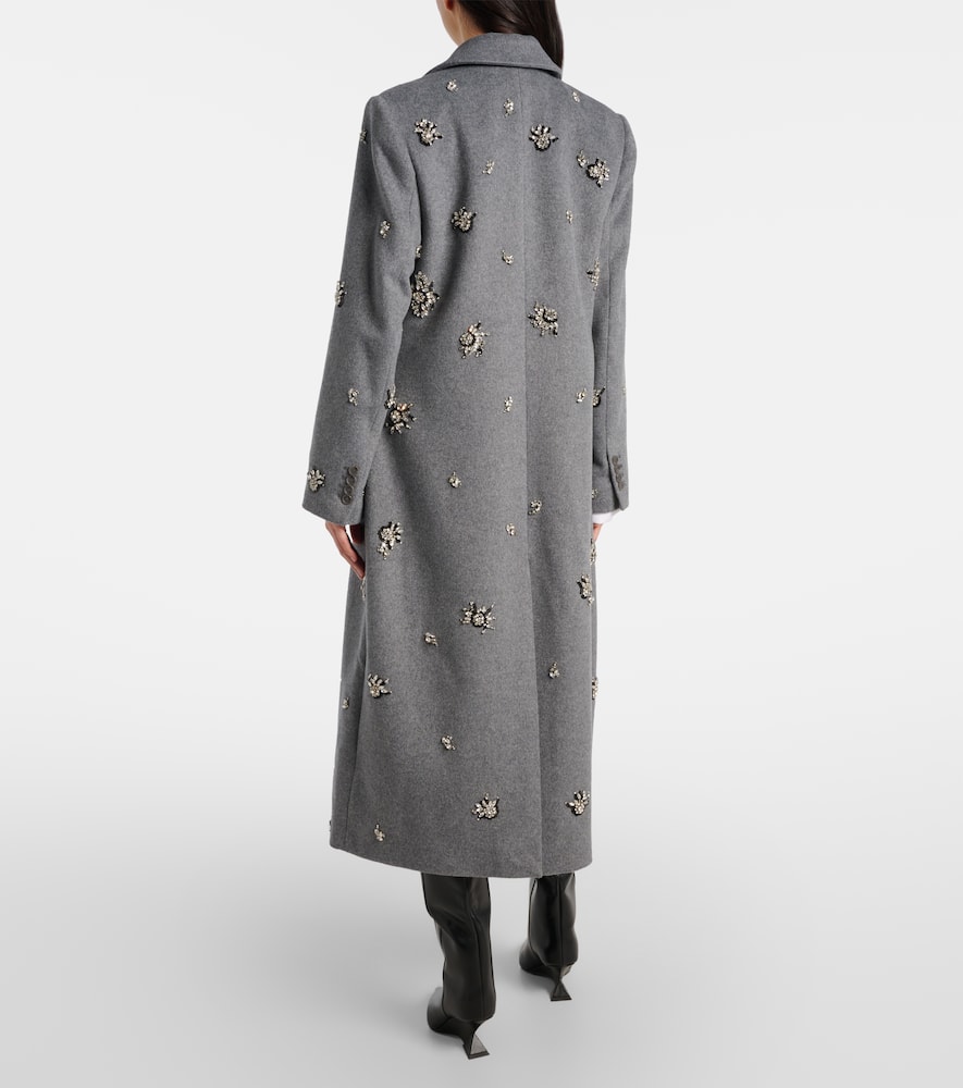 Simkhai Gianni Embellished Wool-blend Coat In Gray