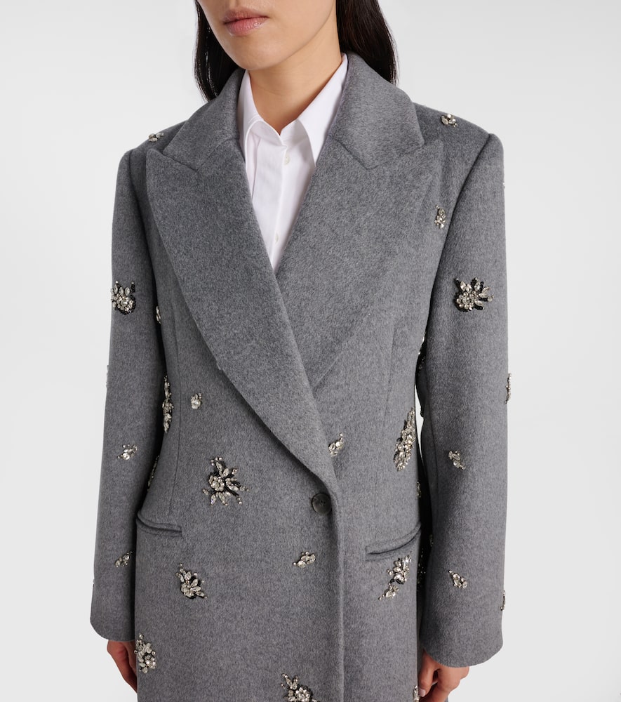 Simkhai Gianni Embellished Wool-blend Coat In Gray