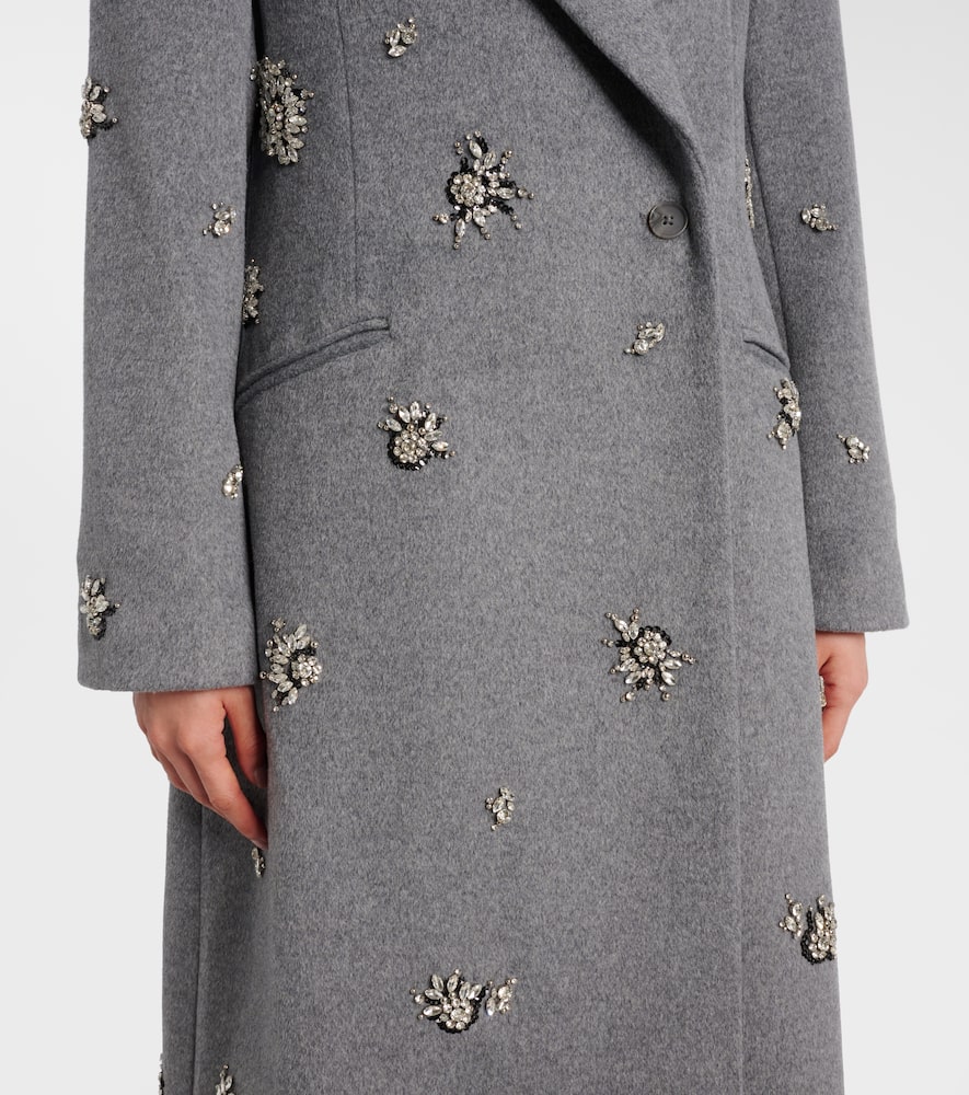 Simkhai Gianni Embellished Wool-blend Coat In Gray
