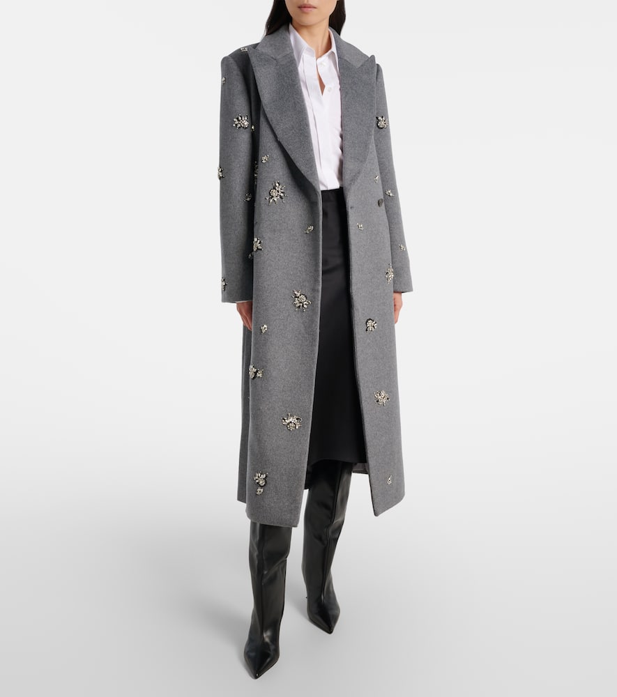 Simkhai Gianni Embellished Wool-blend Coat In Gray