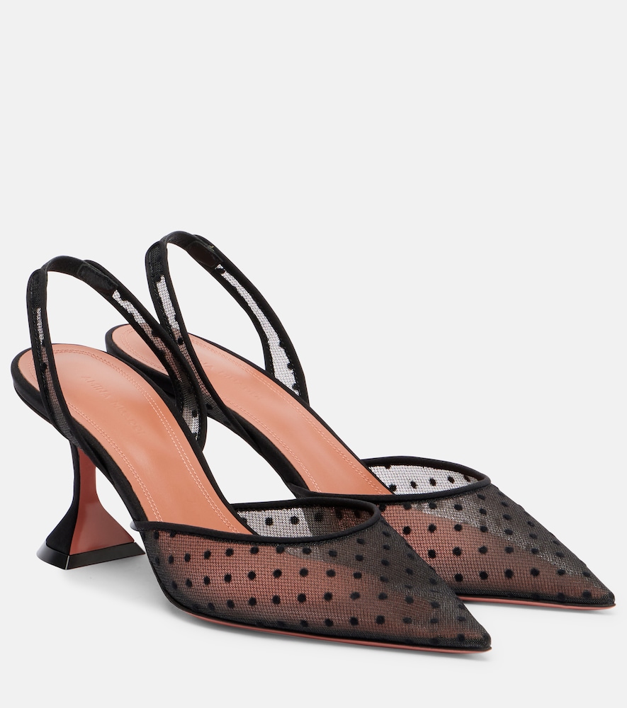 Amina Muaddi Holli 70 point d'esprit slingback pumps