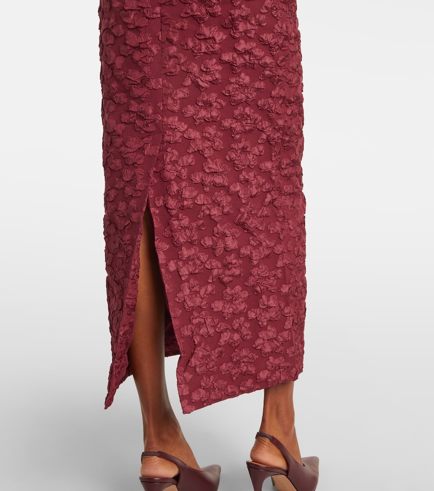 Rotate Birger Christensen Rotate Birgerchristensen Jacquard Midi Puffy Dress In Burgundy