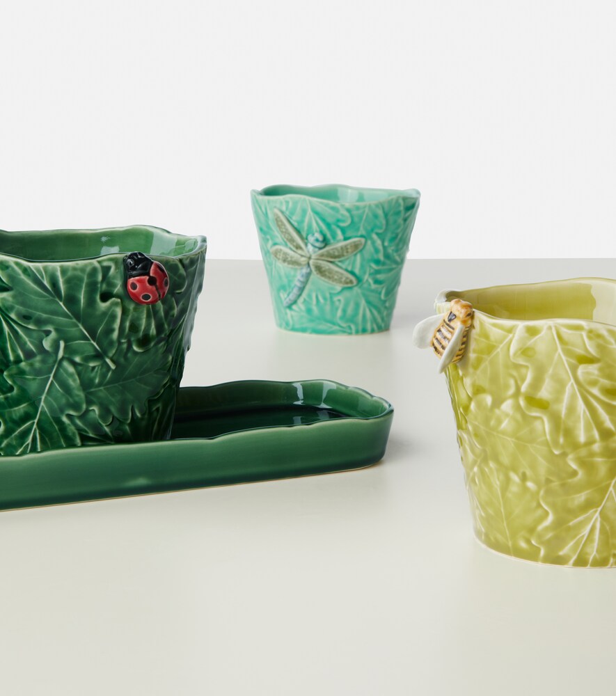  Bordallo Pinheiro Bordallo Pinheiro Set Garden Of Insects Aus Drei Vasen Und Tablett 