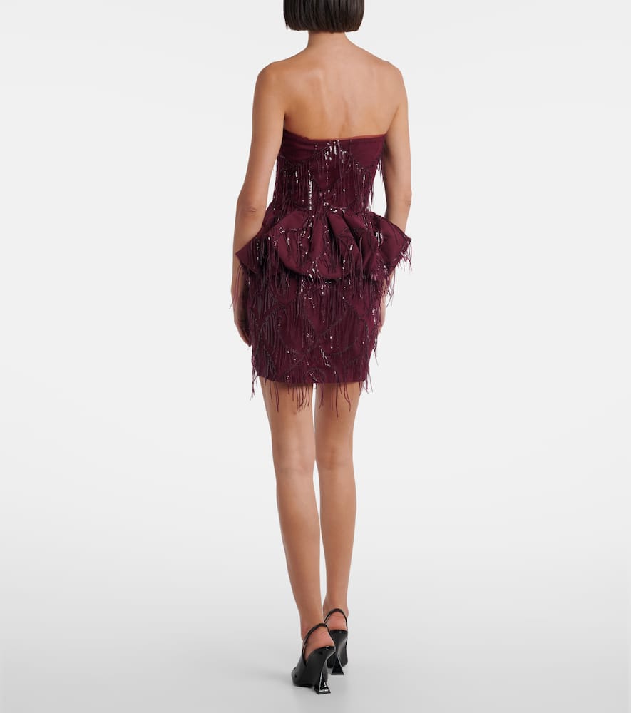 Rotate Birger Christensen Sequined Peplum Top In Burgundy