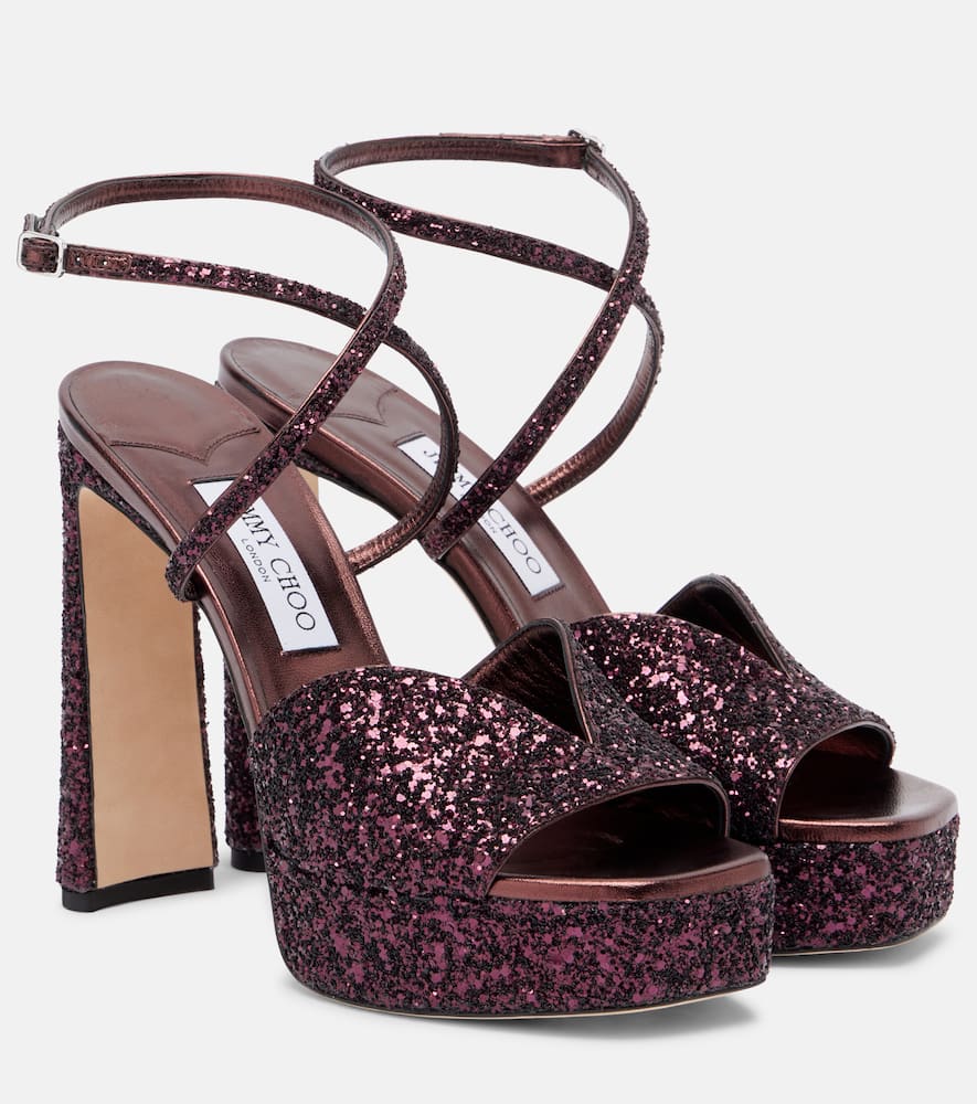 Jimmy Choo Karli 125 Glitter Platform Sandals In Multi