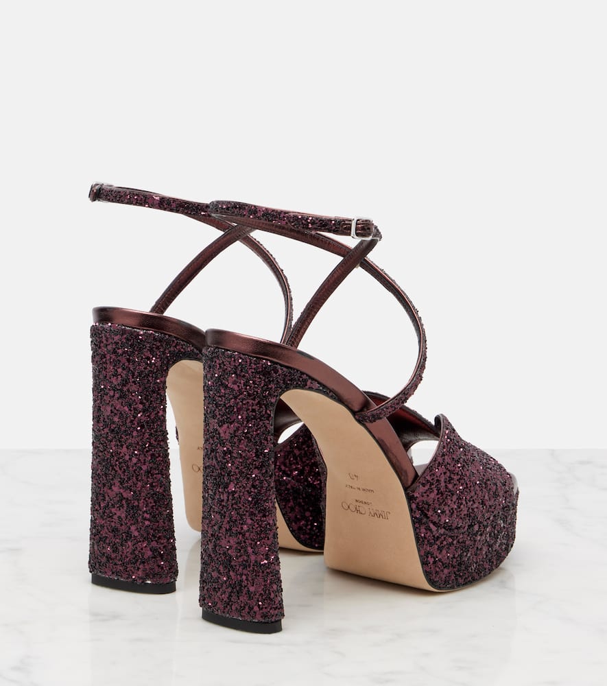 Jimmy Choo Karli 125 Glitter Platform Sandals In Multi